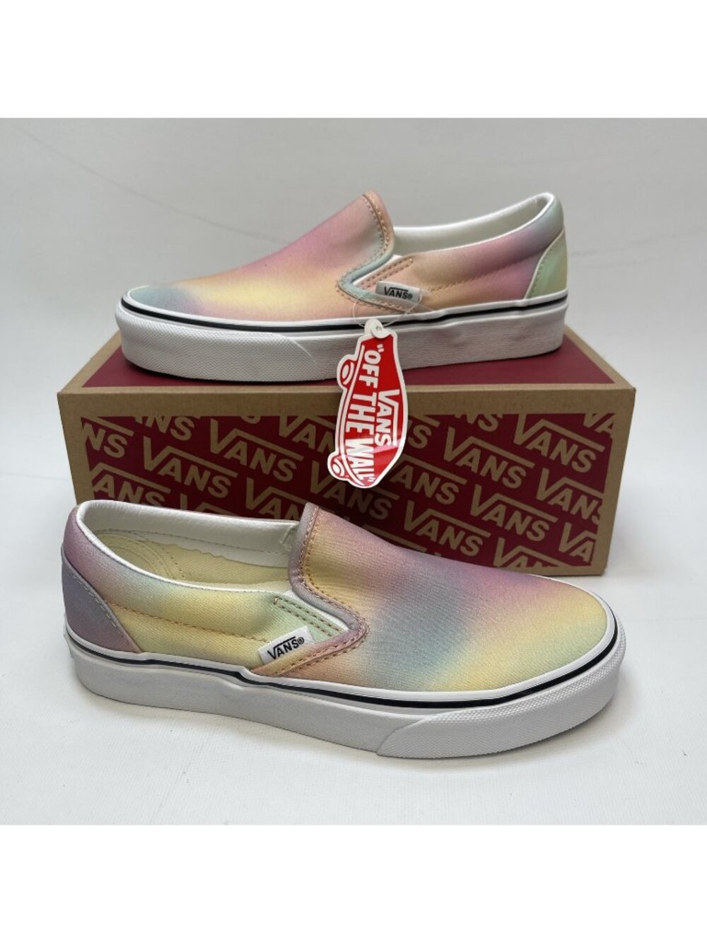 Vans Pastel Aura Shift Multi Color Classic Slip On Shoes Size Wom Sz 5.5 US New